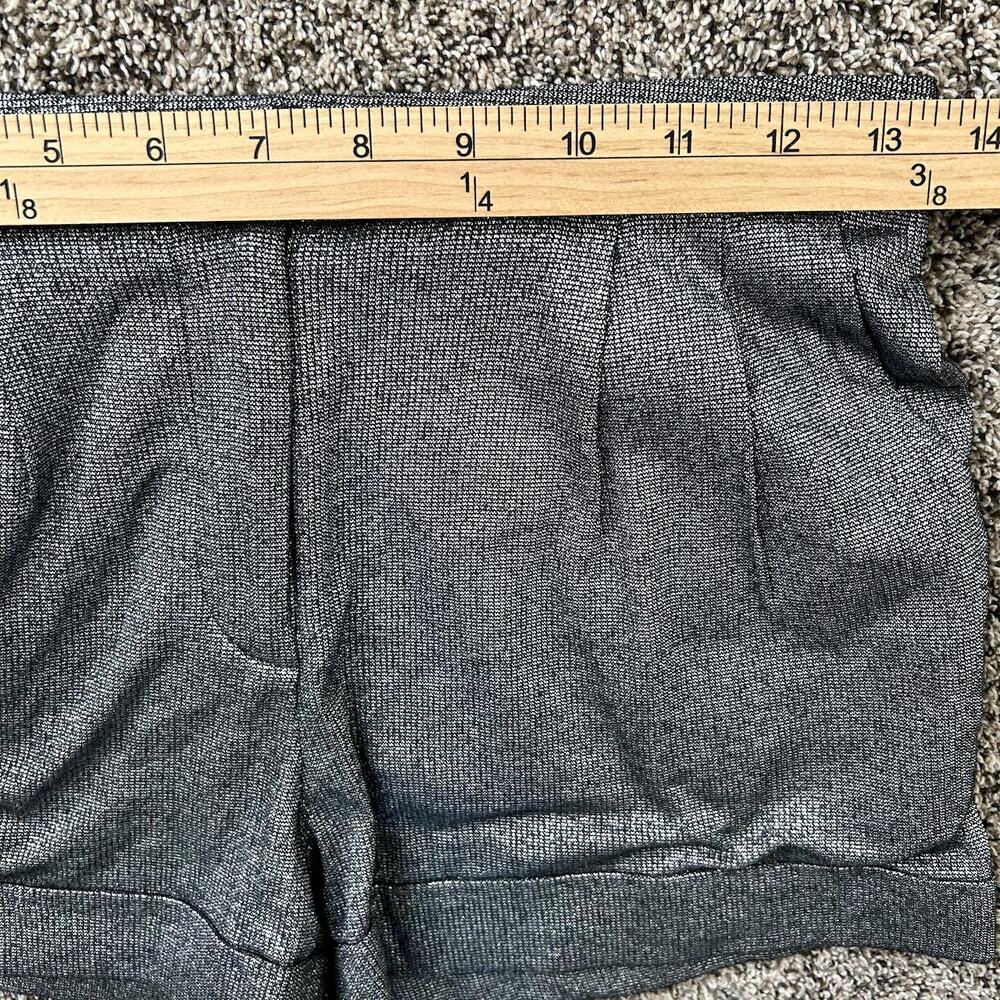 Rebecca Minkoff Pleated Silver Metallic Trouser Shorts XS Glam Coquette Dance RM - Picture 9 of 10
